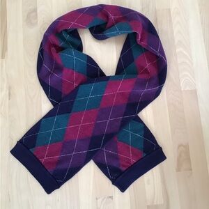 Talbots Navy Print Wool Scarf
